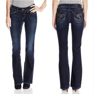 Silver Suki Surplus Jeans Bootcut Mid Rise Curvy Fit Dark Wash Size 31